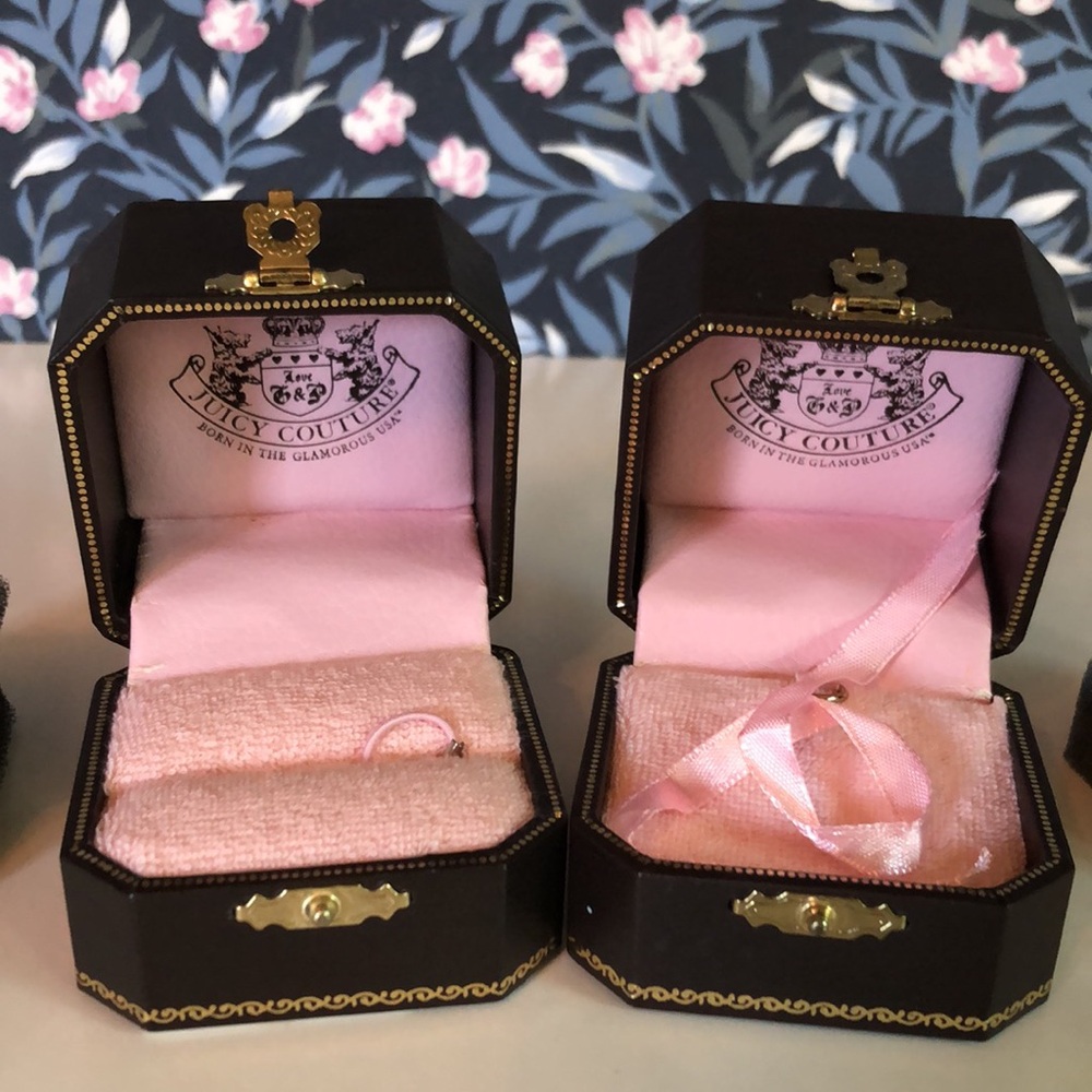 Juicy Couture Pink and Black Jewelry Ring Boxes (Pair)